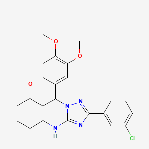 molecular formula C24H23ClN4O3 B2952018 2-(3-chlorophenyl)-9-(4-ethoxy-3-methoxyphenyl)-5,6,7,9-tetrahydro-[1,2,4]triazolo[5,1-b]quinazolin-8(4H)-one CAS No. 539848-46-9