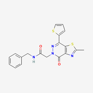 molecular formula C19H16N4O2S2 B2952019 N-benzyl-2-(2-methyl-4-oxo-7-(thiophen-2-yl)thiazolo[4,5-d]pyridazin-5(4H)-yl)acetamide CAS No. 941880-65-5