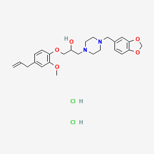 molecular formula C25H34Cl2N2O5 B2952020 1-(4-Allyl-2-methoxyphenoxy)-3-(4-(benzo[d][1,3]dioxol-5-ylmethyl)piperazin-1-yl)propan-2-ol dihydrochloride CAS No. 479667-00-0