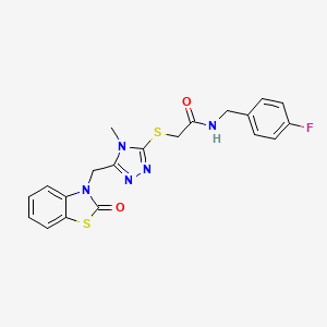 N-[(4-fluorophenyl)methyl]-2-[[4-methyl-5-[(2-oxo-1,3-benzothiazol-3-yl)methyl]-1,2,4-triazol-3-yl]sulfanyl]acetamide