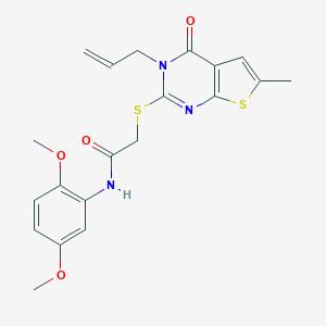molecular formula C20H21N3O4S2 B295203 2-[(3-allyl-6-methyl-4-oxo-3,4-dihydrothieno[2,3-d]pyrimidin-2-yl)thio]-N-(2,5-dimethoxyphenyl)acetamide 