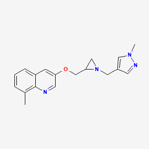 molecular formula C18H20N4O B2952030 8-Methyl-3-[[1-[(1-methylpyrazol-4-yl)methyl]aziridin-2-yl]methoxy]quinoline CAS No. 2411299-34-6