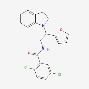 molecular formula C21H18Cl2N2O2 B2952045 2,5-dichloro-N-(2-(furan-2-yl)-2-(indolin-1-yl)ethyl)benzamide CAS No. 898458-22-5