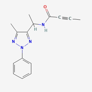 molecular formula C15H16N4O B2952046 N-[1-(5-Methyl-2-phenyltriazol-4-yl)ethyl]but-2-ynamide CAS No. 2411294-76-1