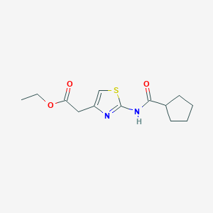 molecular formula C13H18N2O3S B2952047 Ethyl 2-(2-(cyclopentanecarboxamido)thiazol-4-yl)acetate CAS No. 1156894-43-7