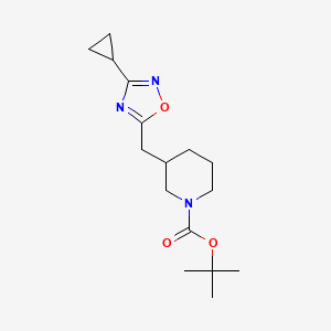 molecular formula C16H25N3O3 B2952056 Tert-butyl 3-((3-cyclopropyl-1,2,4-oxadiazol-5-yl)methyl)piperidine-1-carboxylate CAS No. 1705438-53-4