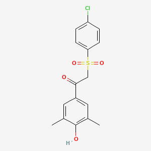 molecular formula C16H15ClO4S B2952059 2-[(4-Chlorophenyl)sulfonyl]-1-(4-hydroxy-3,5-dimethylphenyl)-1-ethanone CAS No. 344279-24-9