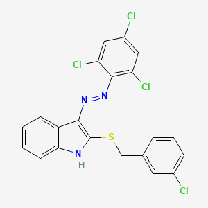 molecular formula C21H13Cl4N3S B2952067 2-[(3-chlorobenzyl)sulfanyl]-3H-indol-3-one N-(2,4,6-trichlorophenyl)hydrazone CAS No. 478042-15-8