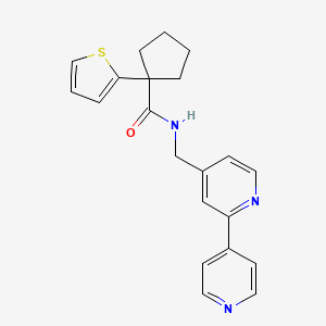 N-([2,4'-bipyridin]-4-ylmethyl)-1-(thiophen-2-yl)cyclopentanecarboxamide