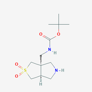 molecular formula C12H22N2O4S B2952076 Tert-butyl N-[[(3aR,6aS)-2,2-dioxo-1,3,4,5,6,6a-hexahydrothieno[3,4-c]pyrrol-3a-yl]methyl]carbamate CAS No. 2174001-37-5