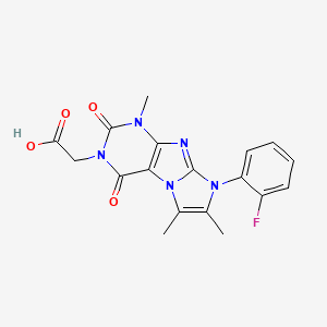 molecular formula C18H16FN5O4 B2952083 2-(8-(2-fluorophenyl)-1,6,7-trimethyl-2,4-dioxo-1H-imidazo[2,1-f]purin-3(2H,4H,8H)-yl)acetic acid CAS No. 951995-35-0
