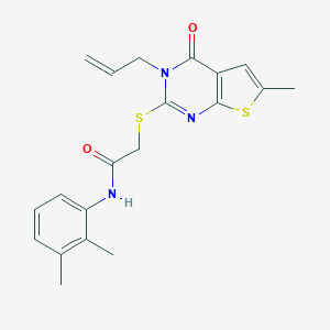 molecular formula C20H21N3O2S2 B295209 2-[(3-allyl-6-methyl-4-oxo-3,4-dihydrothieno[2,3-d]pyrimidin-2-yl)thio]-N-(2,3-dimethylphenyl)acetamide 