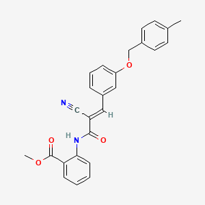 molecular formula C26H22N2O4 B2952101 methyl 2-[[(E)-2-cyano-3-[3-[(4-methylphenyl)methoxy]phenyl]prop-2-enoyl]amino]benzoate CAS No. 748778-40-7