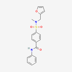 molecular formula C19H18N2O4S B2952108 4-[呋喃-2-基甲基(甲基)磺酰胺基]-N-苯甲酰苯胺 CAS No. 941870-58-2