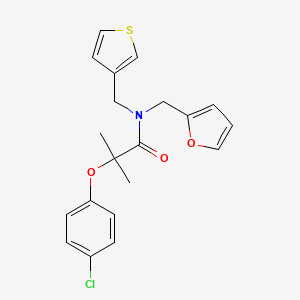 2-(4-chlorophenoxy)-N-(furan-2-ylmethyl)-2-methyl-N-(thiophen-3-ylmethyl)propanamide