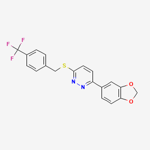 3-(Benzo[d][1,3]dioxol-5-yl)-6-((4-(trifluoromethyl)benzyl)thio)pyridazine