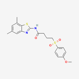 molecular formula C20H22N2O4S2 B2952165 N-(5,7-dimethylbenzo[d]thiazol-2-yl)-4-((4-methoxyphenyl)sulfonyl)butanamide CAS No. 941987-38-8