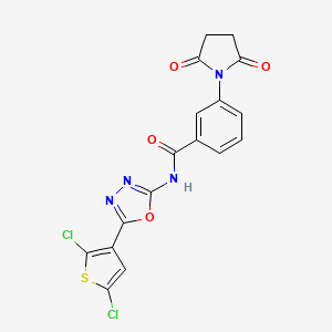 N-(5-(2,5-dichlorothiophen-3-yl)-1,3,4-oxadiazol-2-yl)-3-(2,5-dioxopyrrolidin-1-yl)benzamide