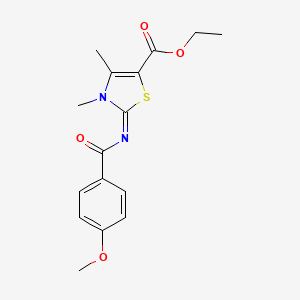 (Z)-ethyl 2-((4-methoxybenzoyl)imino)-3,4-dimethyl-2,3-dihydrothiazole-5-carboxylate