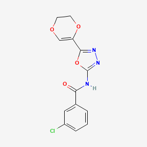 3-chloro-N-(5-(5,6-dihydro-1,4-dioxin-2-yl)-1,3,4-oxadiazol-2-yl)benzamide