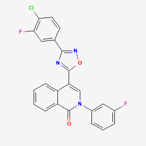 molecular formula C23H12ClF2N3O2 B2952186 4-[3-(4-chloro-3-fluorophenyl)-1,2,4-oxadiazol-5-yl]-2-(3-fluorophenyl)isoquinolin-1(2H)-one CAS No. 1326849-94-8