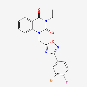 molecular formula C19H14BrFN4O3 B2952187 1-((3-(3-bromo-4-fluorophenyl)-1,2,4-oxadiazol-5-yl)methyl)-3-ethylquinazoline-2,4(1H,3H)-dione CAS No. 1207019-91-7