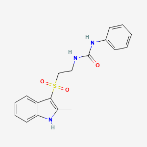 molecular formula C18H19N3O3S B2952192 1-(2-((2-methyl-1H-indol-3-yl)sulfonyl)ethyl)-3-phenylurea CAS No. 946350-46-5