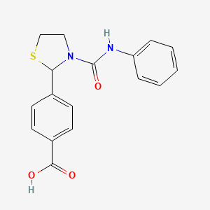 molecular formula C17H16N2O3S B2952216 4-(3-(Phenylcarbamoyl)thiazolidin-2-yl)benzoic acid CAS No. 1216108-83-6