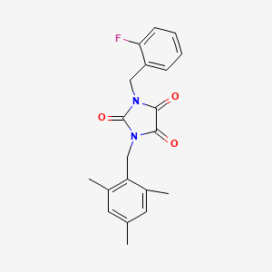 1-[(2-Fluorophenyl)methyl]-3-[(2,4,6-trimethylphenyl)methyl]imidazolidine-2,4,5-trione