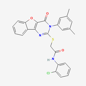 N-(2-chlorophenyl)-2-{[5-(3,5-dimethylphenyl)-6-oxo-8-oxa-3,5-diazatricyclo[7.4.0.0^{2,7}]trideca-1(9),2(7),3,10,12-pentaen-4-yl]sulfanyl}acetamide