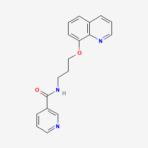 molecular formula C18H17N3O2 B2952235 N-(3-(quinolin-8-yloxy)propyl)nicotinamide CAS No. 1234807-93-2
