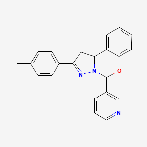 molecular formula C22H19N3O B2952246 2-(4-Methylphenyl)-5-(pyridin-3-yl)-1,10b-dihydropyrazolo[1,5-c][1,3]benzoxazine CAS No. 627889-46-7