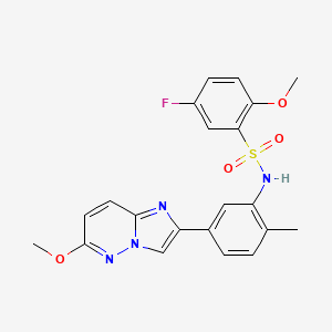 molecular formula C21H19FN4O4S B2952275 5-fluoro-2-methoxy-N-(5-(6-methoxyimidazo[1,2-b]pyridazin-2-yl)-2-methylphenyl)benzenesulfonamide CAS No. 946290-78-4