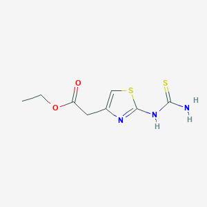 molecular formula C8H11N3O2S2 B2952279 Ethyl 2-(4-((aminothioxomethyl)amino)-3,5-thiazolyl)acetate CAS No. 937623-27-3