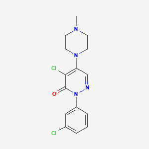 molecular formula C15H16Cl2N4O B2952280 4-chloro-2-(3-chlorophenyl)-5-(4-methylpiperazino)-3(2H)-pyridazinone CAS No. 320421-78-1