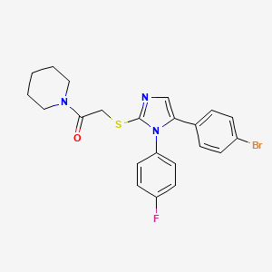 molecular formula C22H21BrFN3OS B2952281 2-((5-(4-bromophenyl)-1-(4-fluorophenyl)-1H-imidazol-2-yl)thio)-1-(piperidin-1-yl)ethanone CAS No. 1206991-83-4