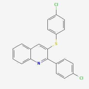 molecular formula C21H13Cl2NS B2952282 2-(4-Chlorophenyl)-3-[(4-chlorophenyl)sulfanyl]quinoline CAS No. 477867-88-2