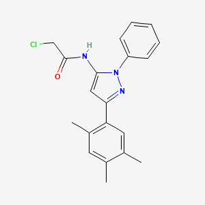 molecular formula C20H20ClN3O B2952284 2-chloro-N-[1-phenyl-3-(2,4,5-trimethylphenyl)-1H-pyrazol-5-yl]acetamide CAS No. 882233-23-0