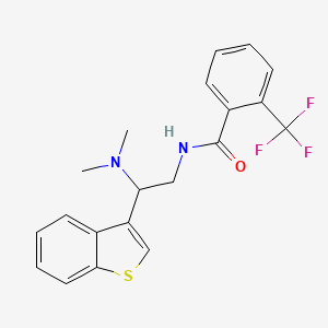 molecular formula C20H19F3N2OS B2952285 N-(2-(benzo[b]thiophen-3-yl)-2-(dimethylamino)ethyl)-2-(trifluoromethyl)benzamide CAS No. 2034464-75-8