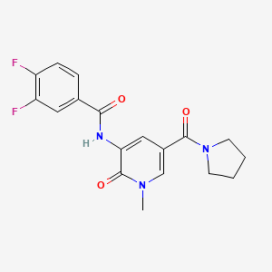 3,4-difluoro-N-(1-methyl-2-oxo-5-(pyrrolidine-1-carbonyl)-1,2-dihydropyridin-3-yl)benzamide