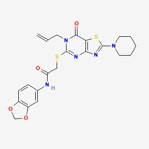 2-[(6-allyl-7-oxo-2-piperidino-6,7-dihydro[1,3]thiazolo[4,5-d]pyrimidin-5-yl)sulfanyl]-N~1~-(1,3-benzodioxol-5-yl)acetamide