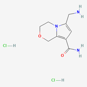 molecular formula C9H15Cl2N3O2 B2952295 6-(aminomethyl)-1H,3H,4H-pyrrolo[2,1-c][1,4]oxazine-8-carboxamide dihydrochloride CAS No. 2172214-21-8