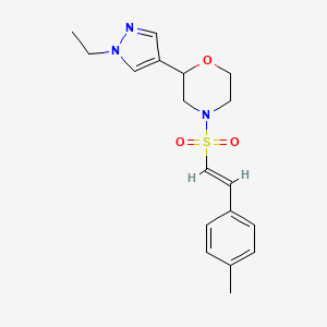 molecular formula C18H23N3O3S B2952298 2-(1-Ethylpyrazol-4-yl)-4-[(E)-2-(4-methylphenyl)ethenyl]sulfonylmorpholine CAS No. 2111893-61-7