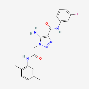 molecular formula C19H19FN6O2 B2952300 5-amino-1-{2-[(2,5-dimethylphenyl)amino]-2-oxoethyl}-N-(3-fluorophenyl)-1H-1,2,3-triazole-4-carboxamide CAS No. 894566-85-9