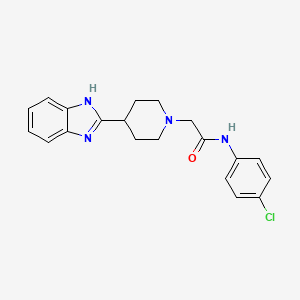 molecular formula C20H21ClN4O B2952303 2-[4-(1H-benzimidazol-2-yl)piperidin-1-yl]-N-(4-chlorophenyl)acetamide CAS No. 605626-03-7