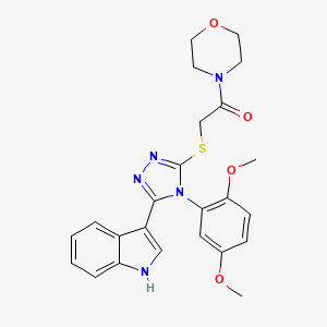 molecular formula C24H25N5O4S B2952309 2-((4-(2,5-dimethoxyphenyl)-5-(1H-indol-3-yl)-4H-1,2,4-triazol-3-yl)thio)-1-morpholinoethanone CAS No. 852167-36-3