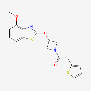 molecular formula C17H16N2O3S2 B2952312 1-(3-((4-Methoxybenzo[d]thiazol-2-yl)oxy)azetidin-1-yl)-2-(thiophen-2-yl)ethanone CAS No. 1421491-10-2