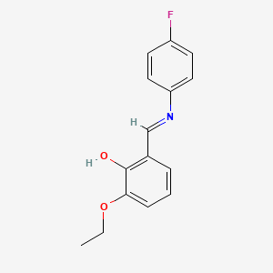 molecular formula C15H14FNO2 B2952319 2-ethoxy-6-{(E)-[(4-fluorophenyl)imino]methyl}phenol CAS No. 1353717-74-4
