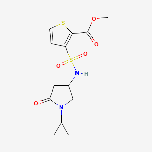 molecular formula C13H16N2O5S2 B2952320 methyl 3-(N-(1-cyclopropyl-5-oxopyrrolidin-3-yl)sulfamoyl)thiophene-2-carboxylate CAS No. 1396879-00-7