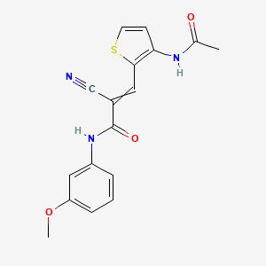 molecular formula C17H15N3O3S B2952323 2-cyano-3-(3-acetamidothiophen-2-yl)-N-(3-methoxyphenyl)prop-2-enamide CAS No. 1376443-23-0